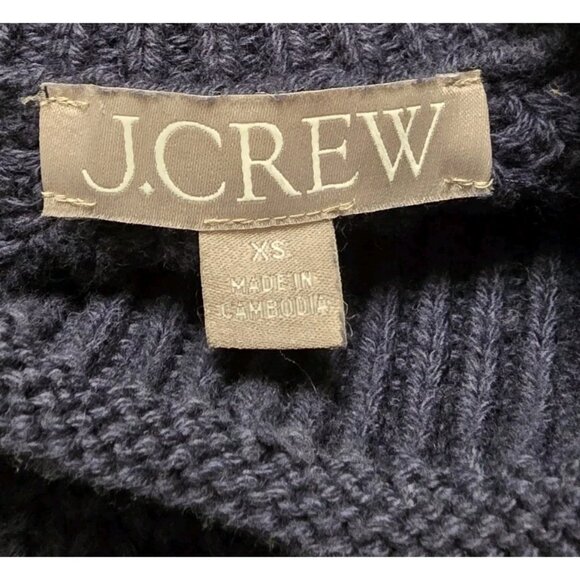J Crew Womens Relaxed Rollneck Sweater Size XS Navy Blue Cotton - Picture 4 of 7